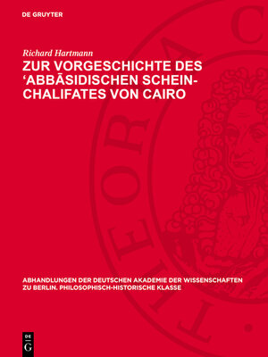 cover image of Zur Vorgeschichte des 'Abbāsidischen Schein-Chalifates von Cairo